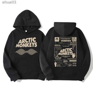 Sweats à capuche pour hommes Sweats à capuche rétro Arctic Monkey Music Tour Double face imprimé à capuche pour hommes Harajuku Hip Hop Punk sweat-shirt mode Style tendance HoodieL2403