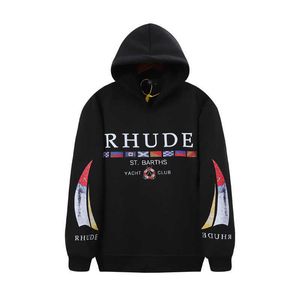 Sweats à capuche pour hommes Sweatshirts Rhudehoodies Hommes 24ss Automne / Hiver Marque de mode américaine Rhude Haute définition Imprimé Hip Hop Unisexe Casual Pull à capuche en peluche