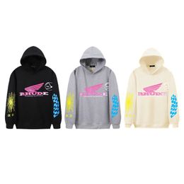 Sweats à capuche masculins Rhudehoodies alimentées par Dream Motorcycle Spider web Loose Youth Couple Pullover Pull Pull YF41