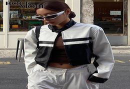 Men S Sweatshirts Sweats Rockmore Pu Leather Jackets Streetwear Black White Contrast Automne Fashion Capped Mabet pour femmes Y2K CA2171029
