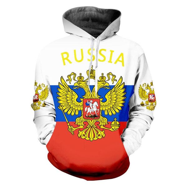 Sudaderas con capucha para hombre Bandera rusa Hombres Moda Chándal Mujer Sudadera con capucha Niños Hip Hop Ropa Rusia Emblema nacional Sudor Ch