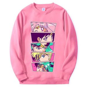 Sweats à capuche pour hommes Sweor Sailor Moon Hoodie Femme Anime Girl Graphic Sweatshirt Casual Zipper Loose New Fashion Harajuku Street Clothing