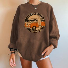 Heren Hoodies Sweatshirts San Francisco California Print Women Vintage Buses Oversized Crewneck Tops Woman Dropshoulder 230308