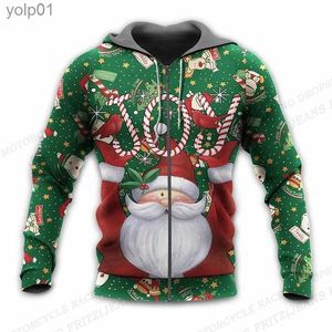 Sweats à capuche pour hommes Sweatshirts Père Noël 3D Imprimer Zipper Sweat à capuche Hommes Mode Bonhomme de neige Sweats à capuche Enfant Hip Hop Zip Up Sweat à capuche Fille Manteau Femmes Sweat Vêtements de Noël L231107