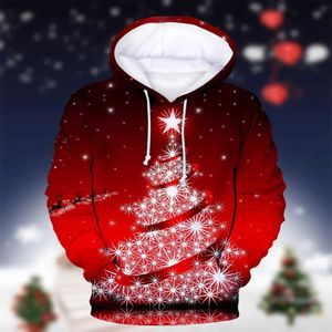 Sweats à capuche pour hommes Sweatshirts Père Noël Chemise à capuche Sweat-shirt 3D Arbre de Noël imprimé Sweat à capuche surdimensionné Vêtements pour hommes Mignon Fête Hauts Pull Vêtements zln231114