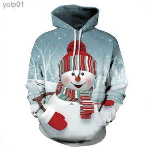 Sweats à capuche pour hommes Sweats à capuche Père Noël pour hommes 3D imprimé bonhomme de neige de Noël graphiques vêtements pour femmes tendance personnalité à capuche enfants SweatshirtL231107