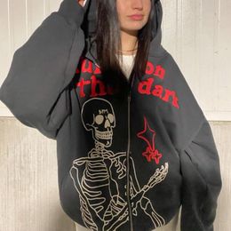 Heren Hoodies Sweatshirts Skull Punk Letter Print Hoodie Sudadera Herfst Winter Oversized Y2k Hoodies Mannen Full Zip Jassen Sweatshirt Lange mouw 230804