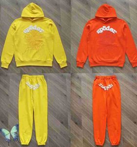 Heren Hoodies Sweatshirts SP5DER 555555 Spider Orange Sweatshirt Pak Young Thug Sweatpant Set Sunscreen Design 63es