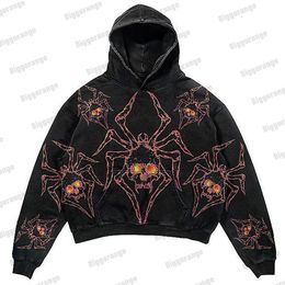 Hoodies voor heren Sweatshirts spider streetwear Amerikaanse sterrenprint Losse rits hoodie Heren Y2K Retro Harajuku sweatshirt Trend oversized kleding Gothic 231213