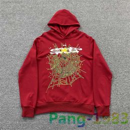 Heren Hoodies Sweatshirts Spider Web Print Red SP5Der 555 555 Hoodie Heren Women Hoge kwaliteit Terry Hooded Sweatshirt Young Thug Pullover Set Streetwear FHQD FHQD