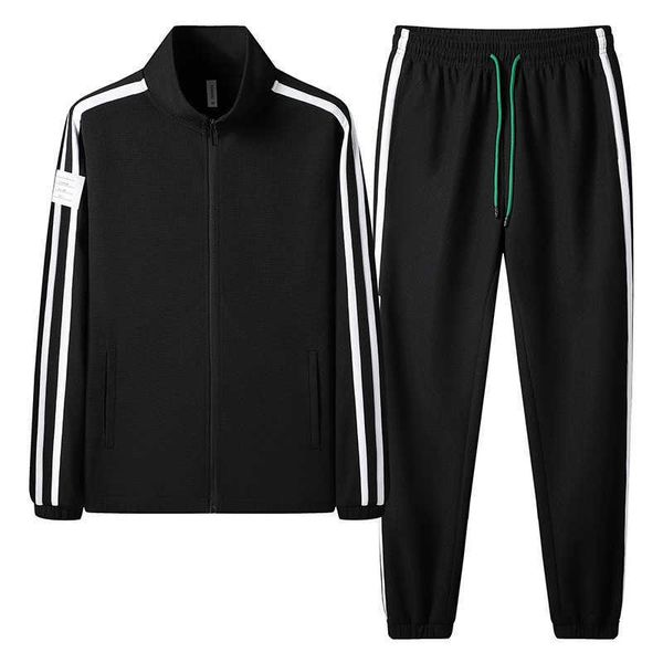 Sweats à capuche pour hommes Sweatshirts Ensemble de sport uniforme scolaire pour hommes nouvelle cravate à la cheville veste résistante en coton veste à col montant veste à capuche à trois barres ensemble décontracté