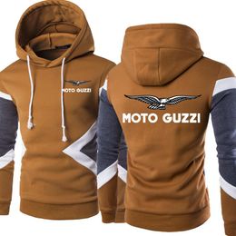 Sudaderas con capucha para hombre Primavera y otoño Moda Moto Guzzi Logo Sudadera con capucha Patchwork Pullover Sudadera Casual Algodón 5 colores