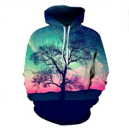 Sweat-shirt à capuche pour hommes, mode printemps et automne 2023, paysage naturel, imprimé en 3D, loisirs, arbres en plein air, champ de neige