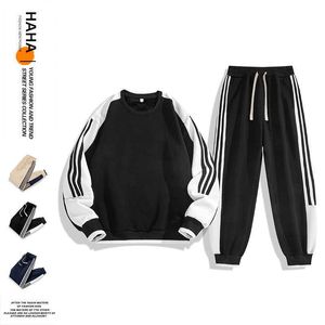 Sudaderas con Capucha para Hombres Sudaderas Primavera y Otoño Conjunto Deportivo de Ocio Ropa Deportiva con Cordones para Hombres Ropa Informal Ropa Deportiva de Colores Suéter con Cuello Redondo