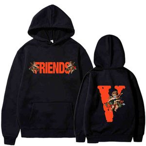 Heren Hoodies Sweatshirts Lente en Herfst Vrijetijdsmode Vlones Friends Angel v Trui Losse Hoodie Heren Dames Md