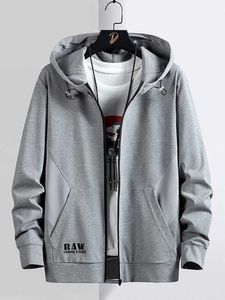 Heren Hoodies Sweatshirts Lente Herfst Zip Up Hoodie Jassen Streetwear Zwart Grijs Hooded Losse Mannelijke Katoen Casual Tops Plus Size 8XL G221008