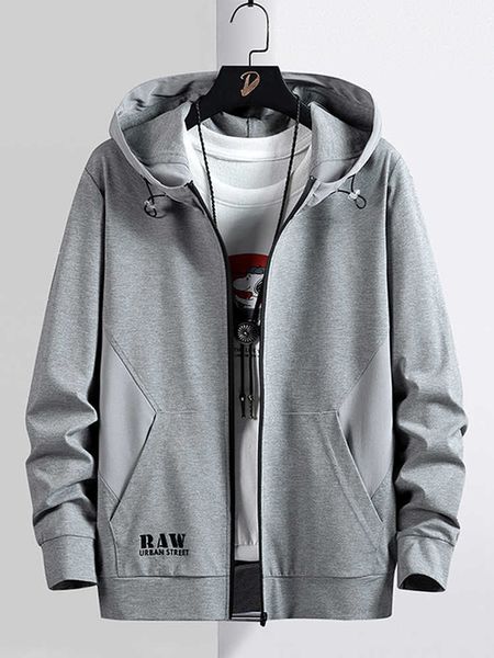 Sudaderas con capucha para hombre Primavera otoño Sudadera con cremallera Abrigos Streetwear Negro Gris Con capucha Suelta Hombre Algodón Casual Tops Tallas grandes 8XL G221008