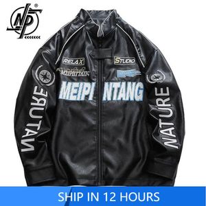 Heren Hoodies Sweatshirts Lente PU Leer Motorjas Heren High Street Koreaans Letter Borduurwerk Bomberjas Unisex Varsity Vintage Uitloper 230715