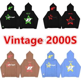 Heren Hoodies Sweatshirts Ster Letter Gedrukt Vintage jaren 2000 Zip Hoodie High Street Fashion Y2K Casual Paar Trui 230923