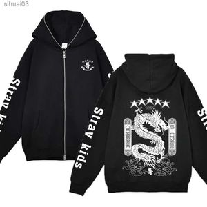 Hoodies voor heren Sweatshirts Stray Kids Kpop 5-sterren hoodie met volledige ritssluiting Koreaanse casual jas met ritssluiting Straatkleding Y2K sportkleding wollen herenjasL2403