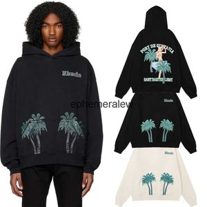 Hoodies voor heren Sweatshirts Straat Strand Kokospalm Letter Gedrukt Hoodie voor heren koppels Grote mode Katoen Casual Hip Hop H240401