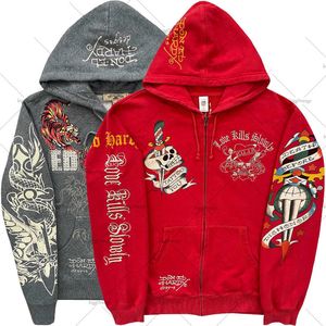 Sudaderas con capucha masculina sudaderas calles casuales versátiles versátil harajuku sudadera con calma americana de roca americana calavera de roca con capucha de gran tamaño y2k 230824