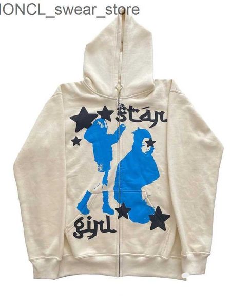 Sweats à capuche pour hommes Sweatshirts Street Retro Star Girl Imprimé Zipper Sweat à capuche en coton Femmes Y2K Lâche Tendance Casual Tops Harajuku Sweat-shirt coréen Femme 2023H24124