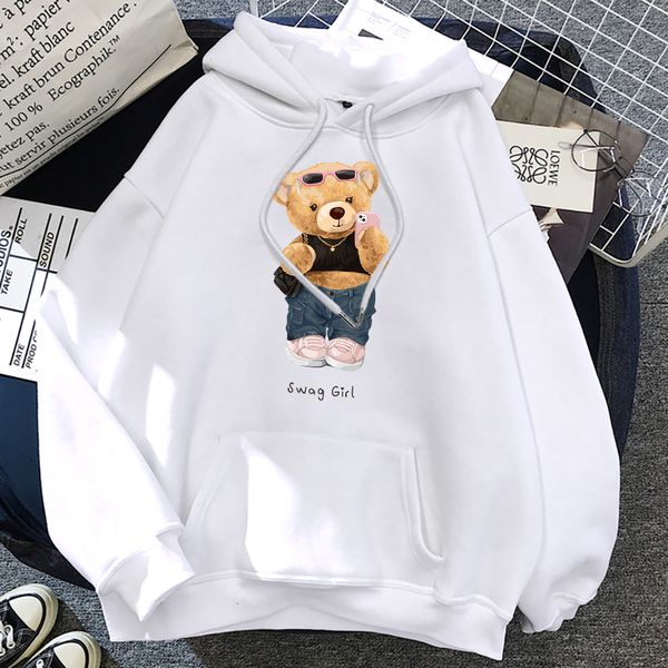 Sweats à capuche pour hommes Sweats Street Teddy Bear Selfie Swag Girl Vêtements pour femmes drôles Sweats à capuche lâches respirants Harajuku Sweat à capuche Doux Crewneck Sweat à capuche 230707