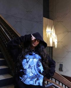 Heren Hoodies Sweatshirts Street trend hiphop jas zwart gedrukt retro losse trui hoodie dames Harajuku Amerikaanse casual oversized sweatshirt heren T231123