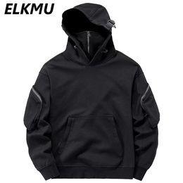 Heren Hoodies Sweatshirts Streetwear Hoodies Harajuku Y2K Hip Hop Sweatshirts Hoge nek Masker Winddichte pullovers Donkere zwarte techwear Cargo Tops 230328