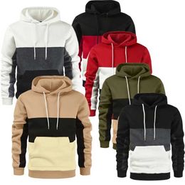 Heren Hoodies Sweatshirts Gestreepte tricolor Hoodie Sweater Spring en Autumn Mens Hoodie Soft Casual Hoodie Fashionable Street Sports Jacket Q240506