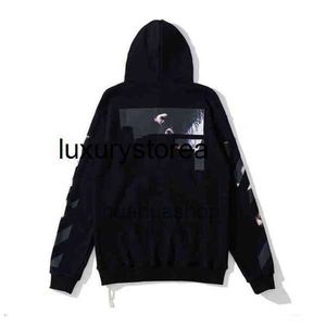 Herenhoodies Sweatshirts Stijl Trendy Mode Trui Geschilderde Pijl Kraai Streep Losse Hoodie en Dames Offs White Hot