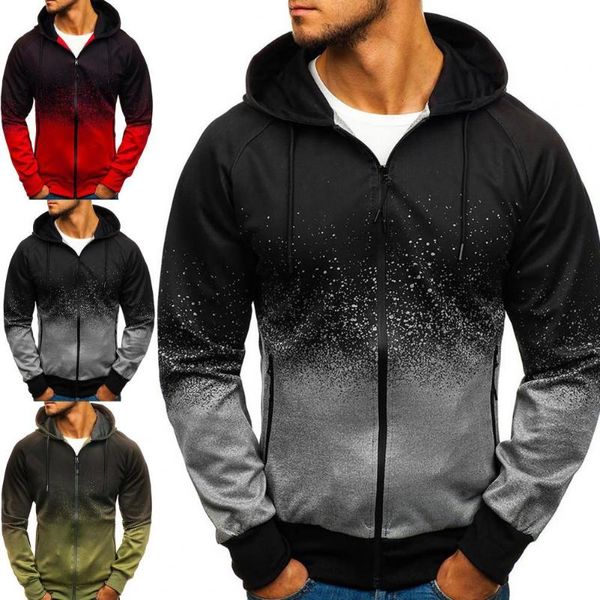 Sweats à capuche pour hommes Sweatshirts élégant impression numérique 3D hommes à capuche dégradé couleur manteau fermeture à glissière à manches longues sweat-shirt ample Streetwea