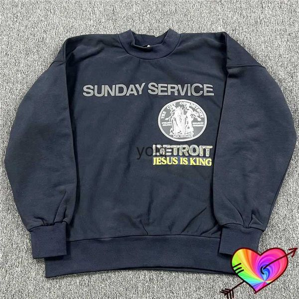 Sweats à capuche pour hommes Sweatshirts Sunday Service Tour Crew Ne Jésus est roi Hommes Femmes Detroit City Badge W Sweat à capuche 2022 Yeyolq