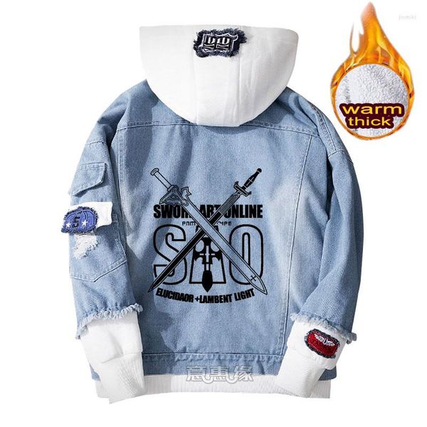 Sweats à capuche pour hommes Sweatshirts Sword Art Online Sweat à capuche Asuna Kirigaya Kazuto Cosplay Manteau Denim Veste pour hommes Hiver Femmes Jeans Vêtements d'extérieur