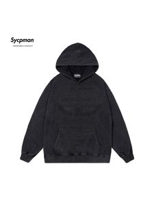 Sudaderas con capucha para hombre Sycpman Estilo americano Vintage en relieve Carta Suéter con capucha para hombres Suelta Hip Hop Pareja Ropa informal Otoño 230721