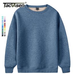 Sweats à capuche pour hommes Sweatshirts TACVASEN Sweat-shirt à col rond en polaire chaud doublé Sherpa sous-vêtements épais épais hiver hauts pull chemises sans capuche à capuche 230202