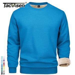 Hoodies voor heren Sweatshirts TACVASEN Winter dikker fleece sweatshirt met ronde hals Heren warme sherpa gevoerde zware trui Basic tops Shirts zonder capuchon Hoodie 221208