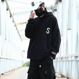 Heren Hoodies Sweatshirts Techwear Zwart Hoodie Sweatshirt met kap met een kap met capuchon Goth Hip Hop Harajuku Streetwear Darkwear