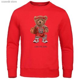 Heren Hoodies Sweatshirts Teddybeer 23 Love The Basketball Game Hoodies Voor Mannen Retro Hoed Touw Sweatshirt Grappig Top Nieuwigheid Schouder Drop Hoodie Mannelijke T240110