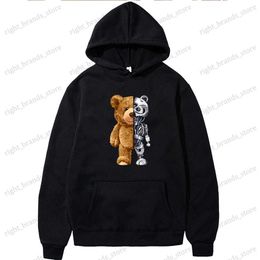 Hoodies voor heren Sweatshirts Teddybeer Robot bedrukte hoodies Herenmode Casual sportsweatshirts Warme truien Streetwear Paar hoodiekleding T240122