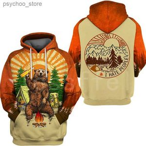 Sweats à capuche pour hommes Tessffel Animal Bear Hunting Je déteste les gens aiment le camping drôle nouvelle mode 3DPrint fermeture éclair/sweat à capuche/sweat-shirt/veste/homme/femme S17 Q230822