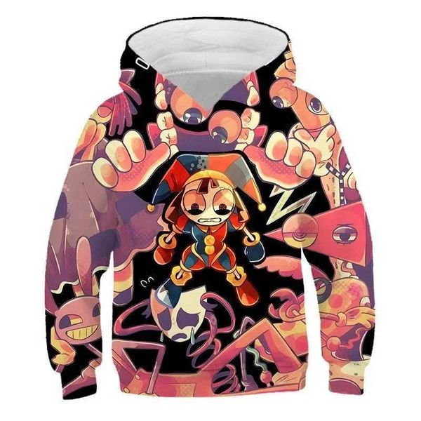 Sweats à capuche masculine Sweatshirs The Amazing Digital Circus 3D Imprimé Hoodie Men Manga Cartoon Y2K Sweat-shirt Pullover Personnalisés Femmes longues Pullover 240424