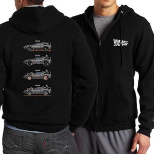 Heren Hoodies Sweatshirts De auto's brengen je terug naar de toekomstige afdrukken heren lange sles herfst fleece kleding los comfortabel hoody man zip sweatshirts d240429