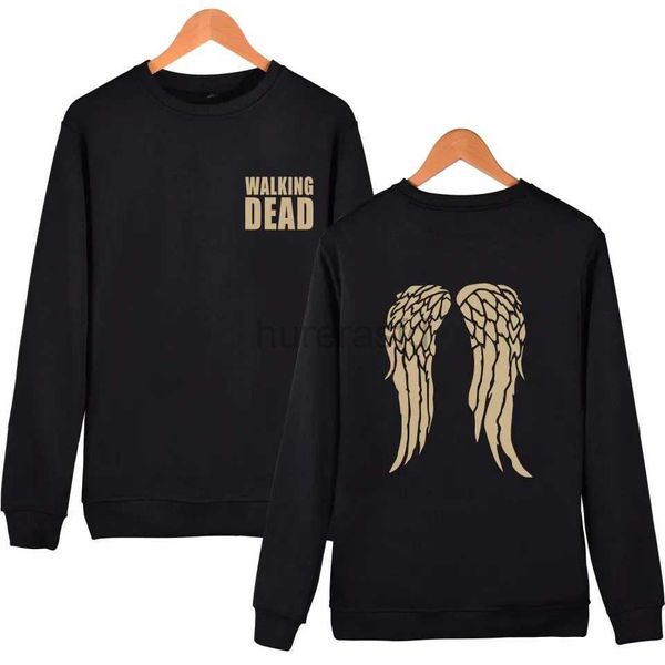 Sweats à capuche pour hommes Sweatshirts The Walking Dead Zombie Daryl Dixon Wings Sweat à capuche surdimensionné Col rond Manches longues Sweat-shirt à col rond Survêtement décontracté 24318