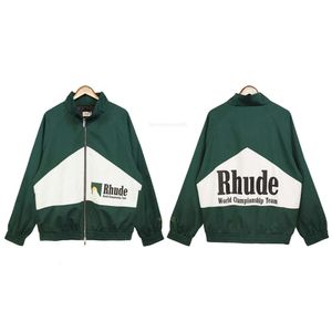 Hoodies voor heren Sweatshirts Tidy Rhude Kleurblok Hiphop Jack met opstaande kraag Letterprint Vest Ritsjas en contrasterend windjack voor dames met capuchon 32csh