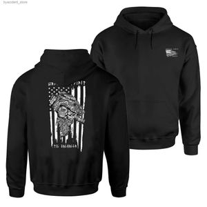 Heren Hoodies Sweatshirts Till Valhalla Amerikaanse Warrior Spirit Vikinger Tactische Schedel Militaire Grunt Pullover Hoodie 100% Katoen Casual Herenkleding L240315