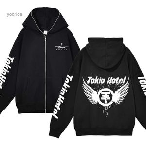 Sweats à capuche pour hommes Sweatshirts Tokio Hotel Sweats à capuche à fermeture éclair complète Kaulitz Imprimer Veste zippée Sweats à capuche en polaire Hommes Femmes Hip Hop Streetwear Y2K CardiganL231123