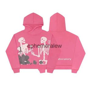 Heren Hoodies Sweatshirts Trainingspakken Mode Roze Geborduurde Rozenschedel Oversized Hoodie K Y2K Straat Harajuku Los Sweatshirt met lange mouwenefemeralew