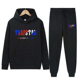 Herenhoodies Sweatshirts Trapstar-letters bedrukt en dames veelkleurig warm tweedelige losse hoodiebroek joggingpak
